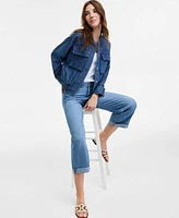 Tommy Hilfiger Womens Chambray Utility Bomber Jacket Crochet Trim Sweater Tank Chambray Utility Jeans