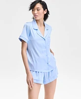 I.n.c International Concepts Women's Stretch Satin Short-Sleeve Pajama Set, Exclusively at Macy's