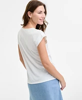 Jones New York Women's Lace-Inset Dolman Short-Sleeve Top