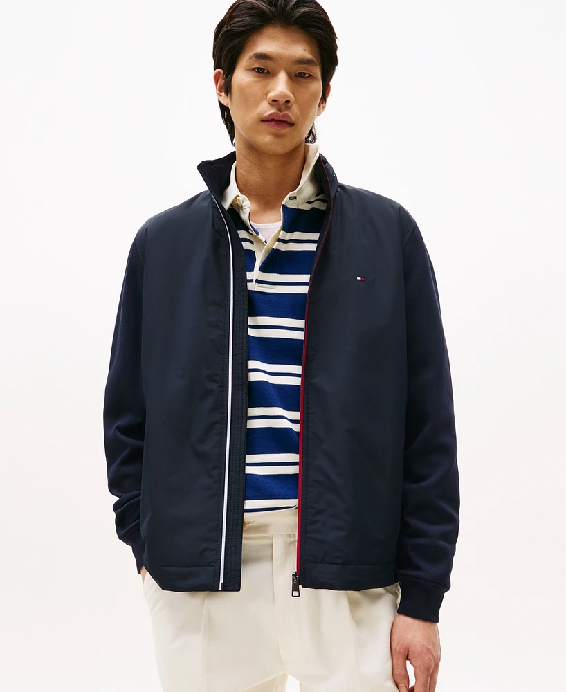 Tommy Hilfiger Men's Relaxed Fit Mixed Media Harrington Jacket
