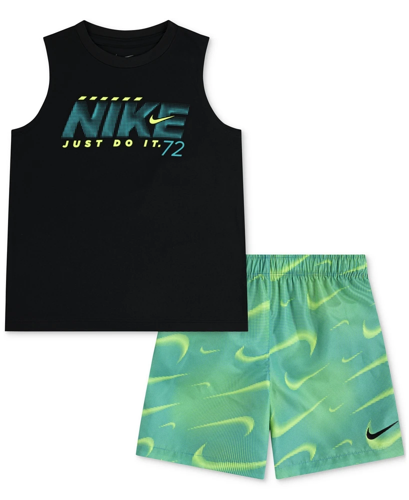 Nike Little Kids Dri-fit Logo Tank Top & Shorts, 2 Piece Set