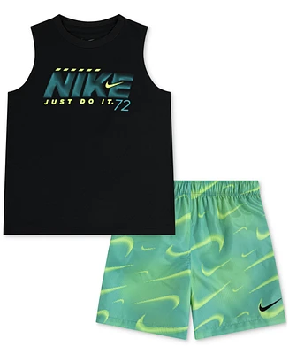 Nike Little Kids Dri-fit Logo Tank Top & Shorts, 2 Piece Set