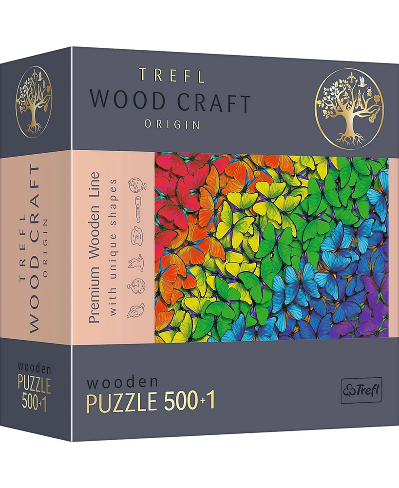 Trefl Wood Craft 501 Piece Wooden Puzzle - Rainbow Butterflies