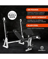 Marcy Olympic Weight Bench, Home Gym Exercise Equipment Workout Machine, White