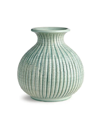11" Graffio Petite Decorative Ceramic Handmade Artisan Ribbed Pattern Floral Vase All Seasons Spring Springtime Italian Centerpiece Home Living Room C