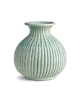 11" Graffio Petite Decorative Ceramic Handmade Artisan Ribbed Pattern Floral Vase All Seasons Spring Springtime Italian Centerpiece Home Living Room C