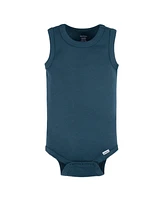 Gerber Baby Boys 5-Pack Sleeveless Onesies Bodysuits, Blue Stripe, 0-3 Months