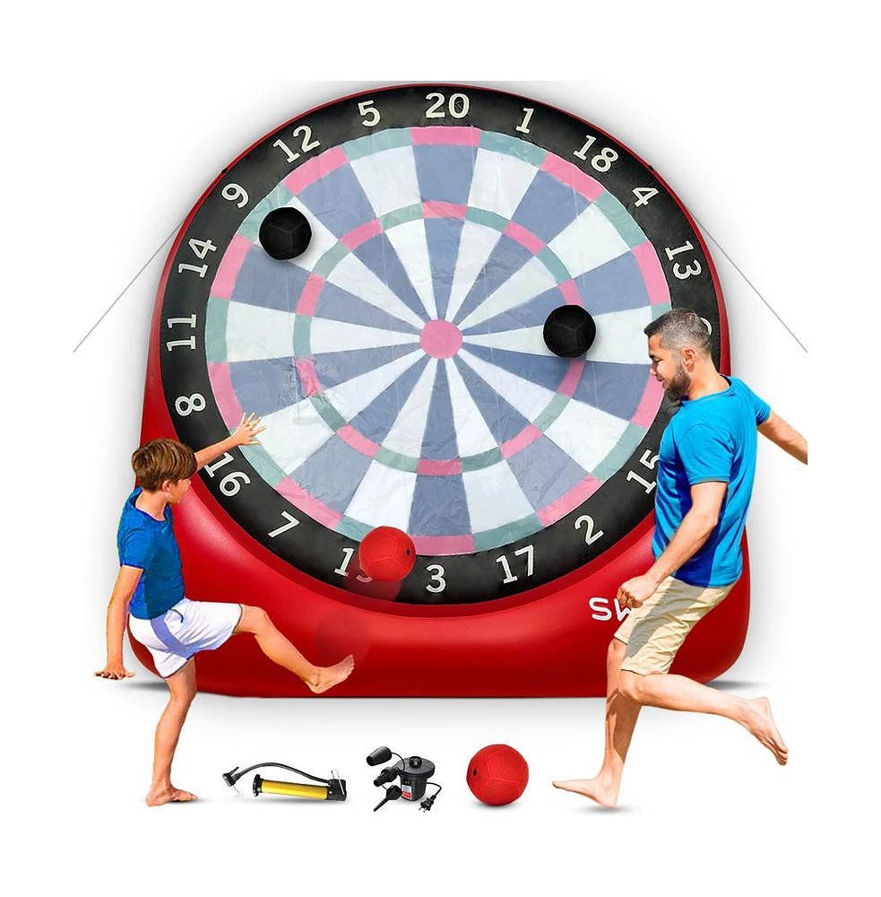 Swooc Xl Giant Kick Darts (Over 8ft Tall) with 15+ Games Included - Jumbo Soccer Darts w/ Air Pump