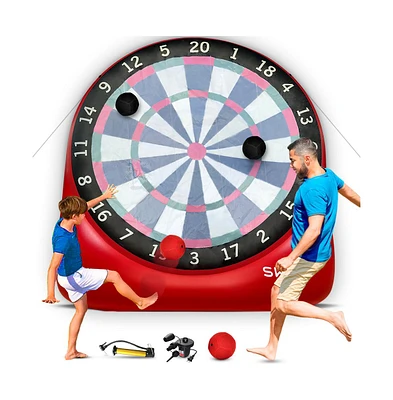 Swooc Xl Giant Kick Darts (Over 8ft Tall) with 15+ Games Included - Jumbo Soccer Darts w/ Air Pump