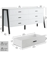 6 Drawers storage for bathroom, 59" Chest of Drawers, White