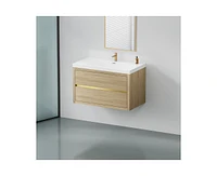Casainc 36" Wall-Mounted Bathroom Vanity with Sink, Floating Storage Cabinet Stone Resin Countertop and Soft Close Drawers