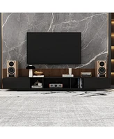 Tv stand with 2 drawers, white wood entertainment center, multi-purpose media console