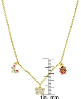 Lily Nily Girls Enamel Multi Charms Necklace in 18K Gold over Sterling Silver