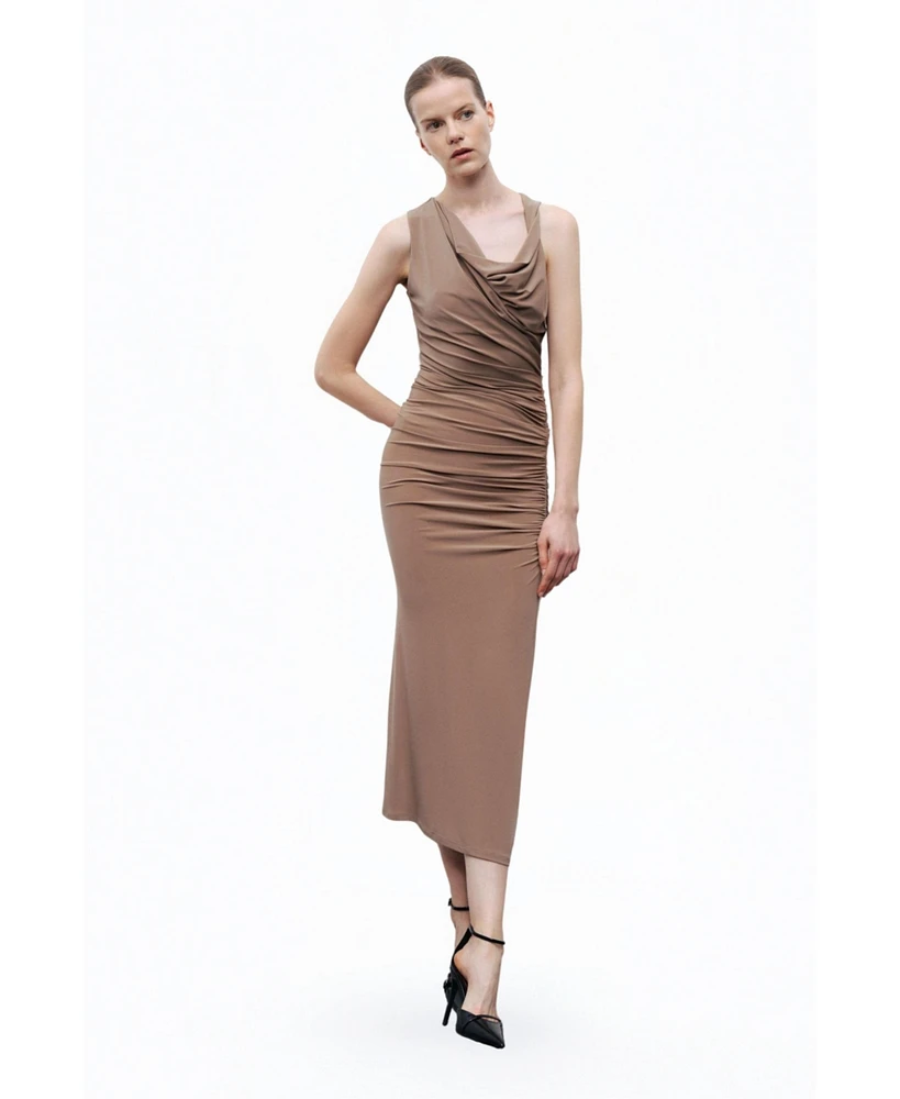 Nocturne Women's Maxi Dress with Gathered Detail