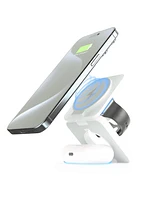 Brookstone Ultra Compact Foldable 3-in-1 Wireless Charging Station for Phone, Apple Watch, and Airpods