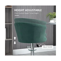 Set of 2 Adjustable Velvet Bar Stools, Swivel Counter Height Chairs with Footrest and Steel Base for Kitchen Island, Home Bar, and Dining Room-The Pop