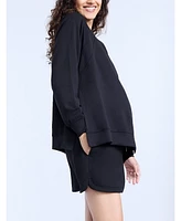 Motherhood Maternity Long Sleeve With Side Slits Scuba Raglan Top