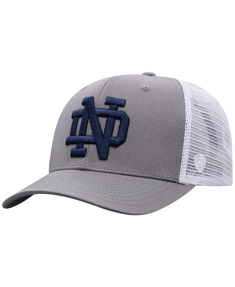 Top of the World Men's Gray/White Notre Dame Fighting Irish Victory Baseline Trucker Adjustable Hat