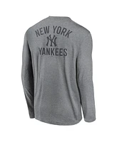 Nike Men's Heather Charcoal New York Yankees 2-Hit Legend Performance Long Sleeve T-Shirt