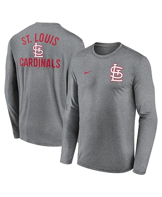 Nike Men's Heather Charcoal St. Louis Cardinals 2-Hit Legend Performance Long Sleeve T-Shirt