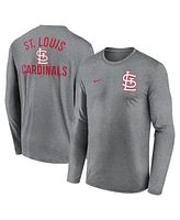 Nike Men's Heather Charcoal St. Louis Cardinals 2-Hit Legend Performance Long Sleeve T-Shirt