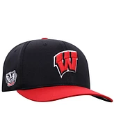 Top of the World Men's Black Wisconsin Badgers Reflex Fitted Hat