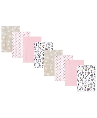 Hudson Baby Boys and Girls Cotton Poly Flannel Burp Cloths 8-Pack, Dandelion Wish, One Size