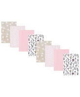 Hudson Baby Boys and Girls Cotton Poly Flannel Burp Cloths 8-Pack, Dandelion Wish, One Size