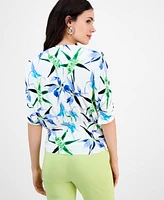 I.n.c. International Concepts Petite Printed Scoop-Neck Top, Exclusively at Macy's