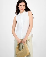 I.n.c. International Concepts Petite Spread-Collar Button-Front Top, Exclusively at Macy's