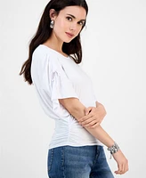I.n.c. International Concepts Petite Scoop-Neck Ruched Top, Exclusively at Macy's