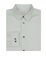 Calvin Klein Big Boys Long Sleeve Stretch Dot Floral Shirt