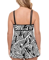 Swim Solutions Women's Printed Empire Princess-Seam Dress