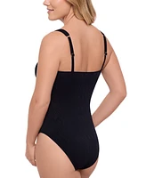 Swim Solutions Women's Twist-Bodice Tummy-Control Swimsuit, Exclusively at Macy's