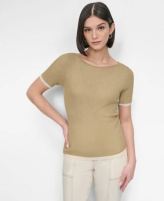 Dkny Women's Contrast-Trim Layered-Look Sweater