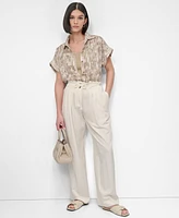 Dkny Women's City Burnout Printed Button-Front Shirt