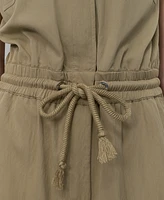 Dkny Women's Twill Button-Front Drawstring-Waist Jumpsuit