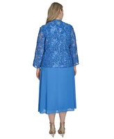 Jessica Howard Plus 2.Pc Jewel-Neck Midi Dress & Lace 3/4-Sleeve Jacket