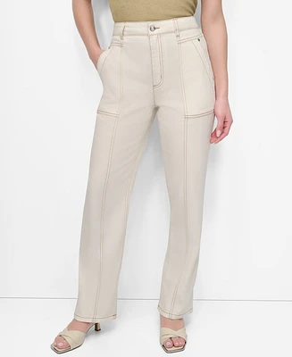 Dkny Women's Contrast-Stitch Denim Pants