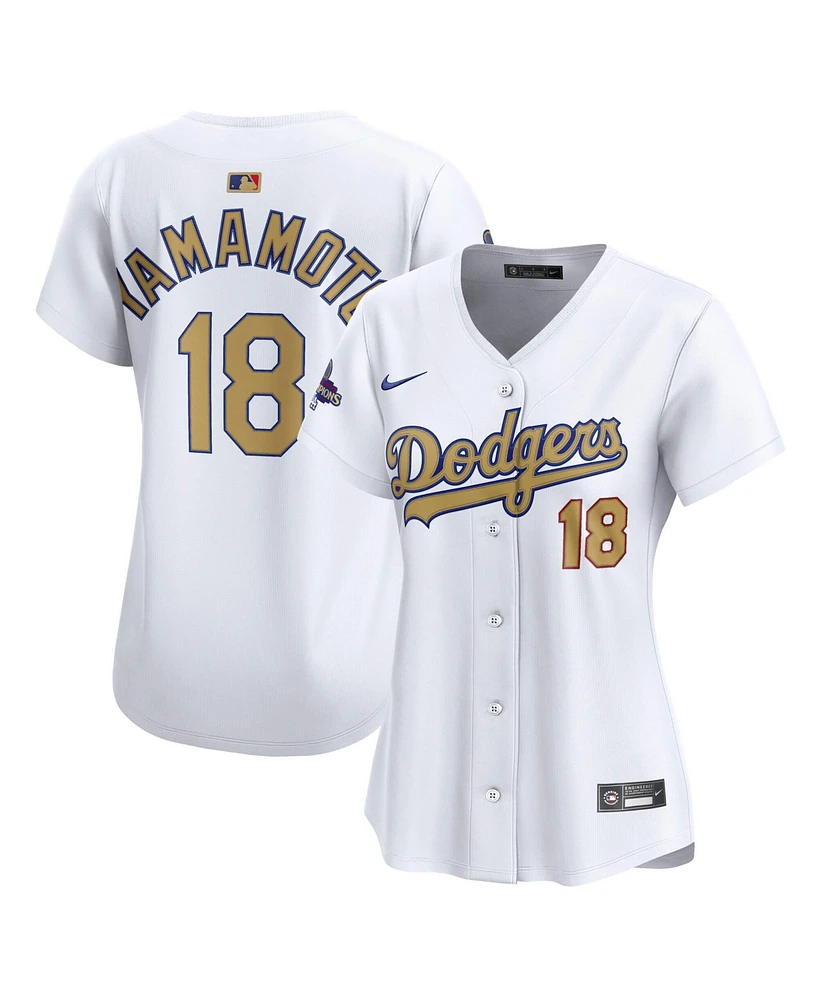 Nike Women's Yoshinobu Yamamoto White Los Angeles Dodgers 2025 Gold Collection Limited Jersey