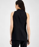 Women's Sleeveless Notched-Collar One-Button Blazer