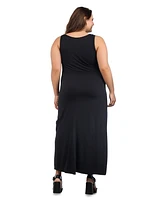 24seven Comfort Apparel Plus Maxi Sleeveless Dress with Pockets