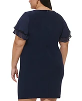 Jessica Howard Plus Flutter-Sleeve Shirred Dress