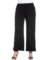 24seven Comfort Apparel Plus Elastic Waist Flared Leg Palazzo Pants