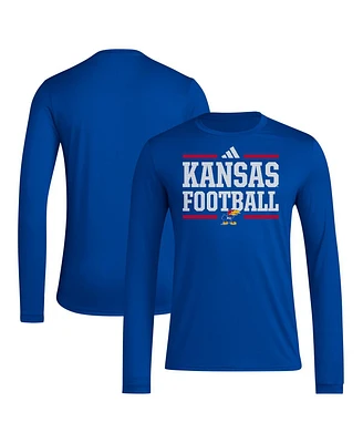 Adidas Men's Royal Kansas Jayhawks Locker Football Pre-Game Aeroready Long Sleeve T-Shirt