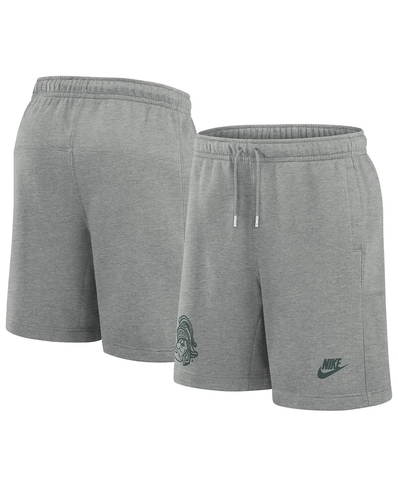 Nike Men's Heather Gray Michigan State Spartans Legacy Essential Fleece Shorts