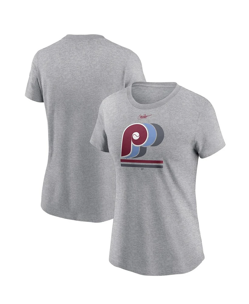 Nike Women's Heather Gray Philadelphia Phillies Logo T-Shirt