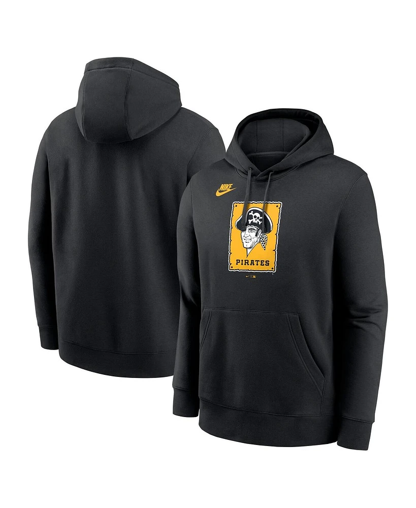 Nike Men's Black Pittsburgh Pirates Cooperstown Collection Logo Club Pullover Hoodie