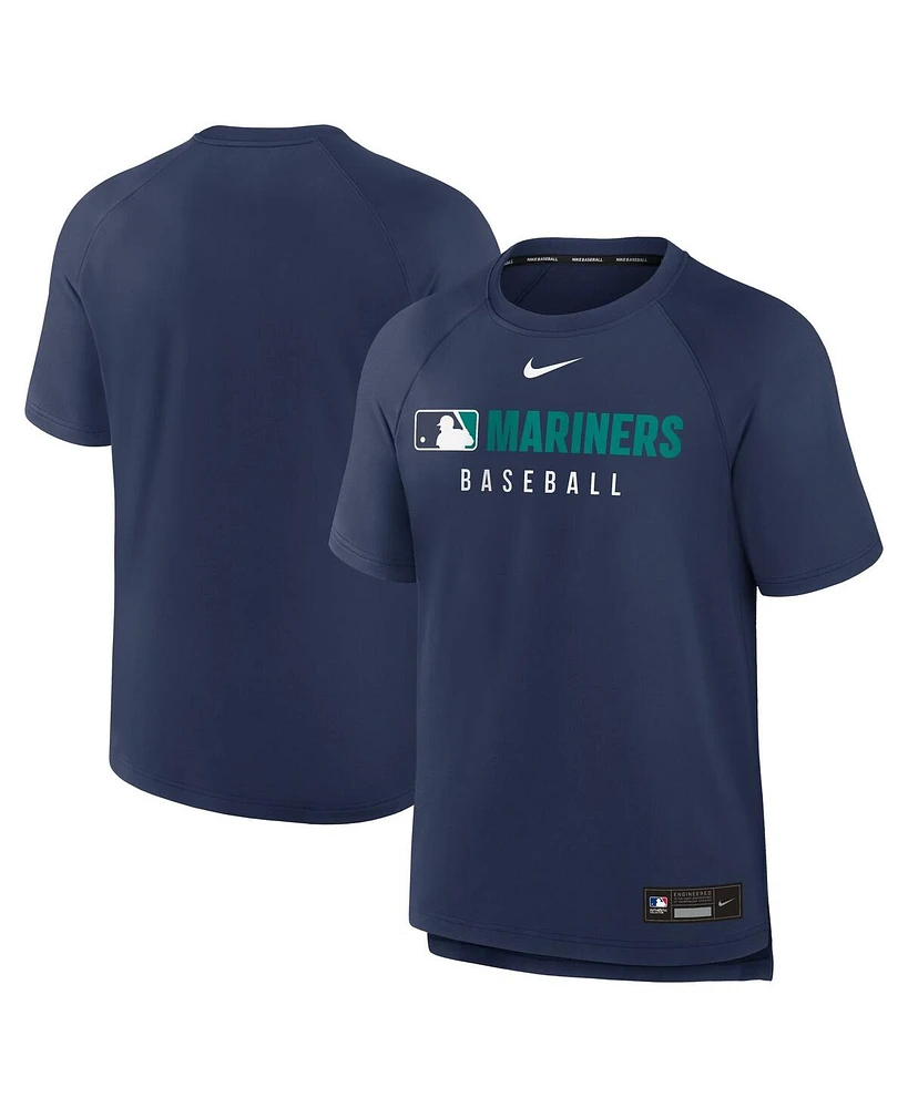 Nike Men's Navy Seattle Mariners Authentic Collection Pregame Raglan Performance T-Shirt