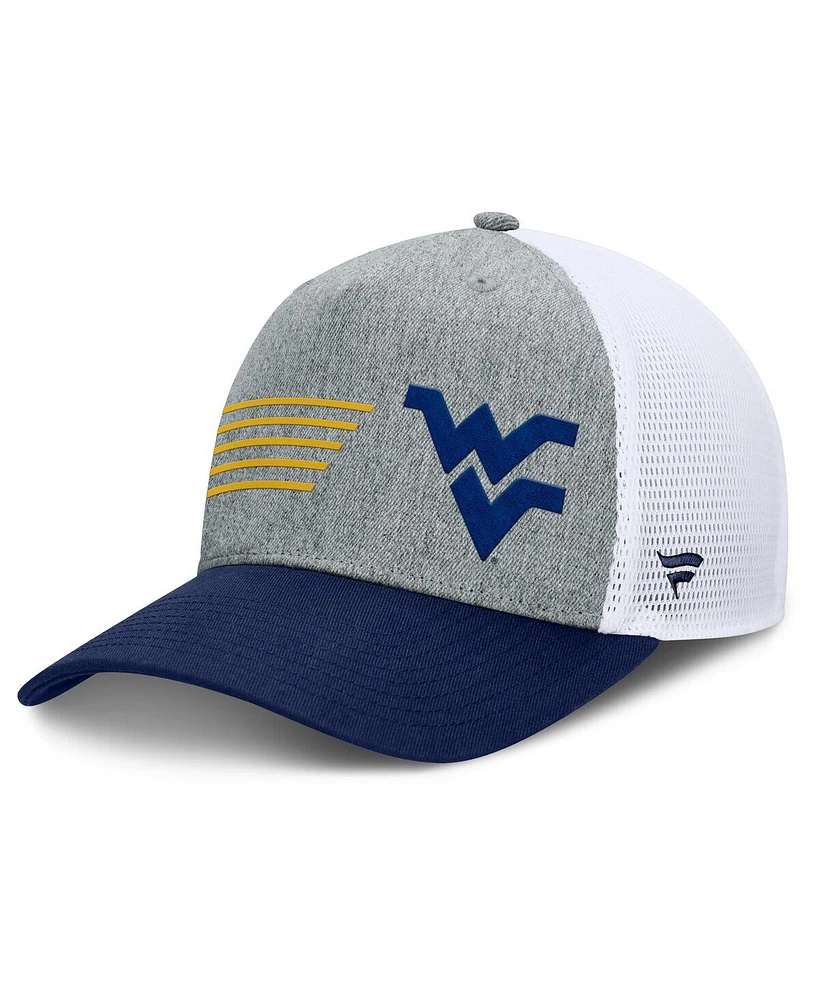 Fanatics Men's Heather Gray/Navy West Virginia Mountaineers Profile Trucker Adjustable Hat